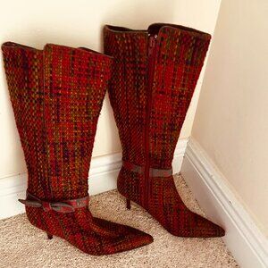 Vintage Michael Antonio Women’s Holiday Bohemian Red Checkered Boots Size 7.5